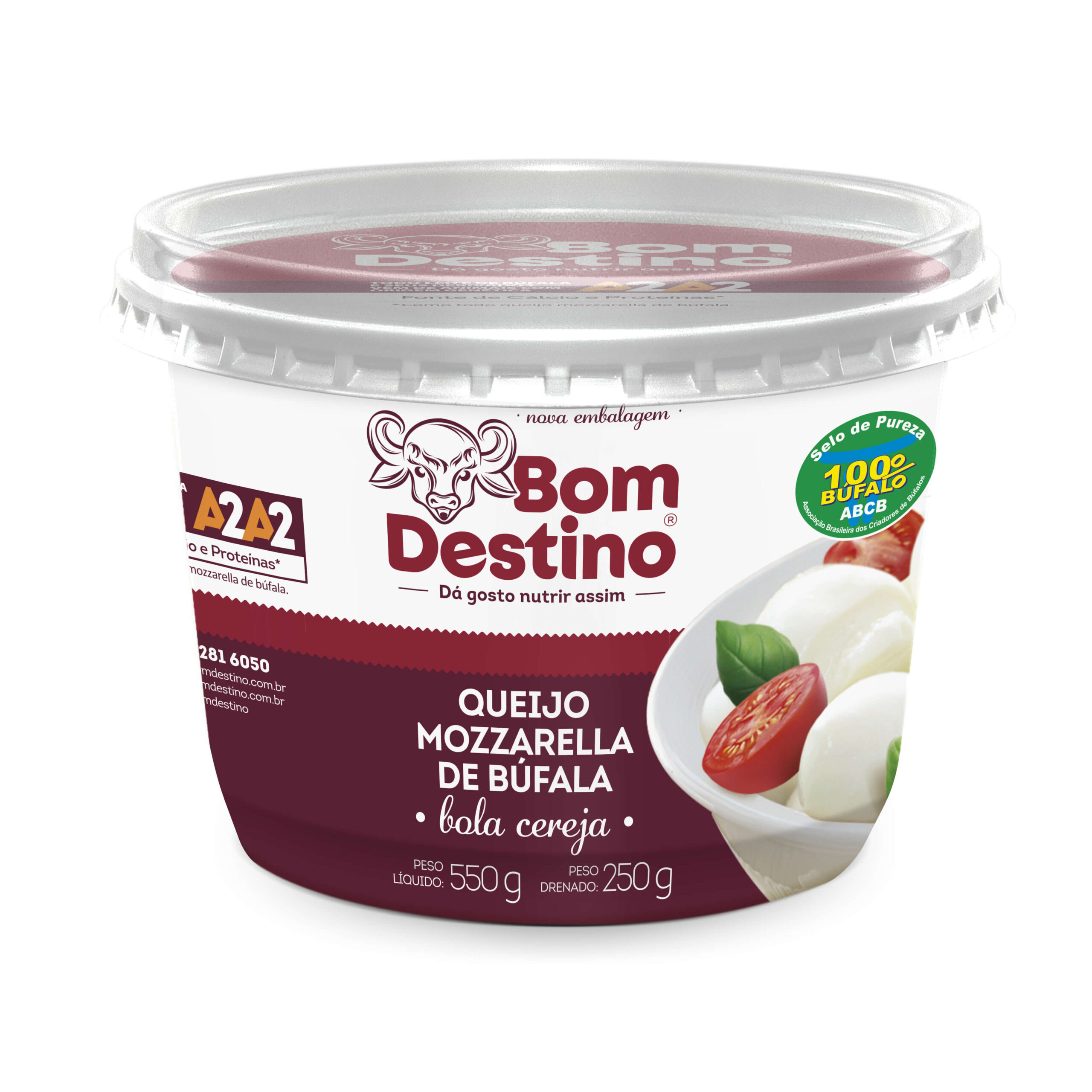 mozzarella de bufala a2a2 bola cereja 250 g bom destino